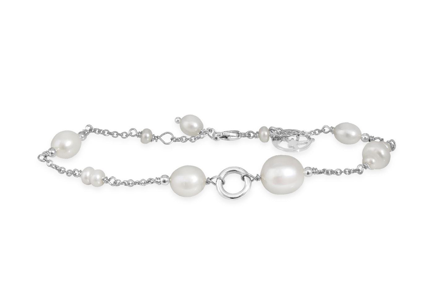 Tilbud sølv armbånd med hvide perler. Rabinovich design smykker. Hurtig levering, afsendes 0-1 hverdag!