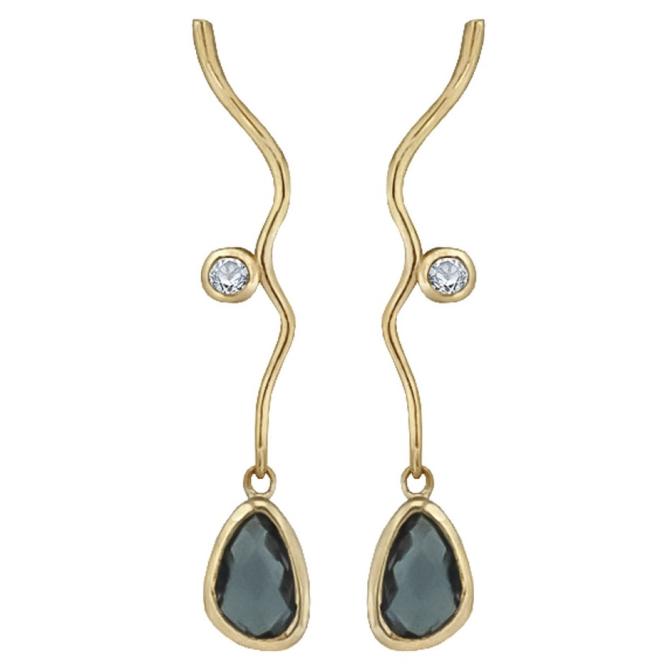 Guld øreringe med sten blå topas Evening Star Rabinovich smykker