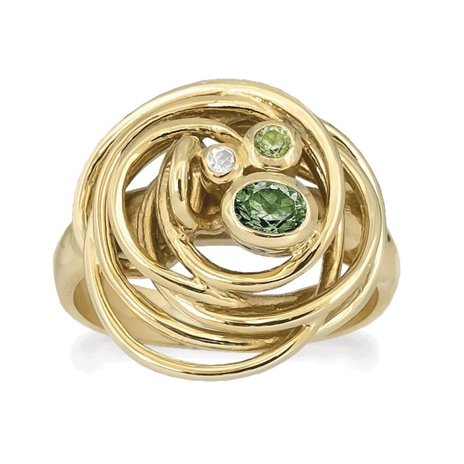 Rabinovich Forgyldt Ring Med Sten Curlicue Størrelse 52