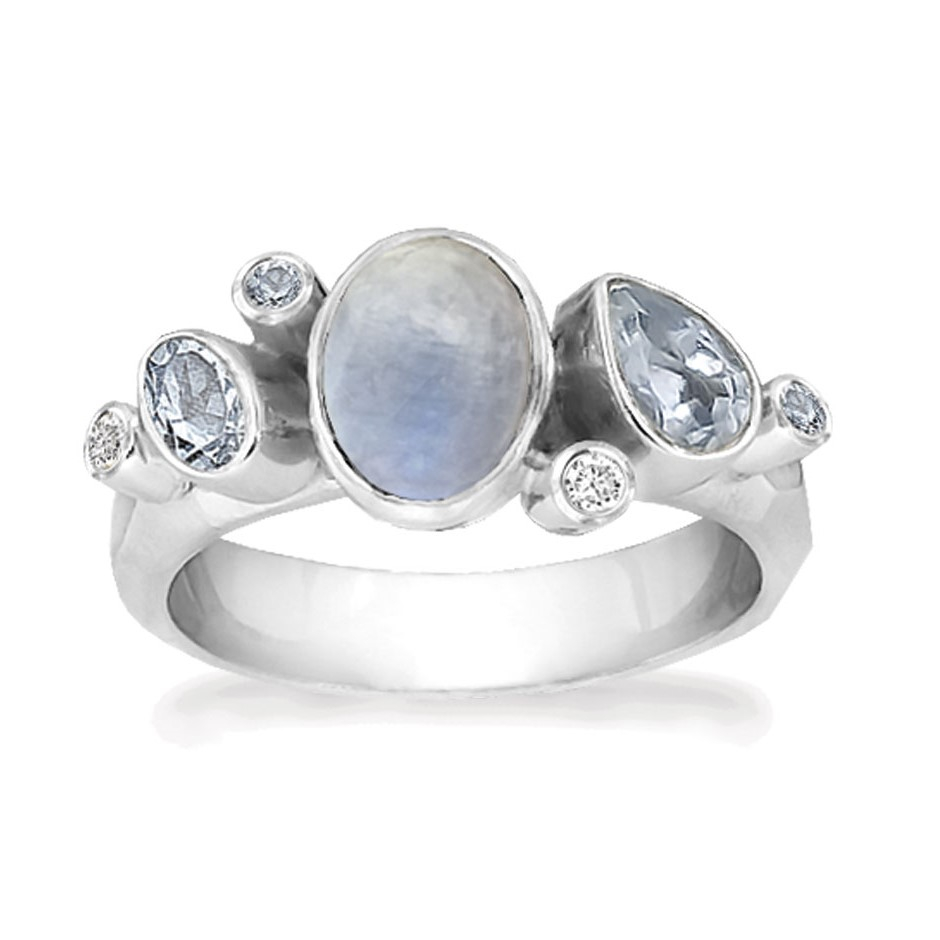 Rabinovich Sølv Ring Med Sten Blue Moon Størrelse 53
