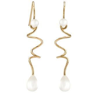 Øreringe med hvide perler forgyldt Soft Line Rabinovich