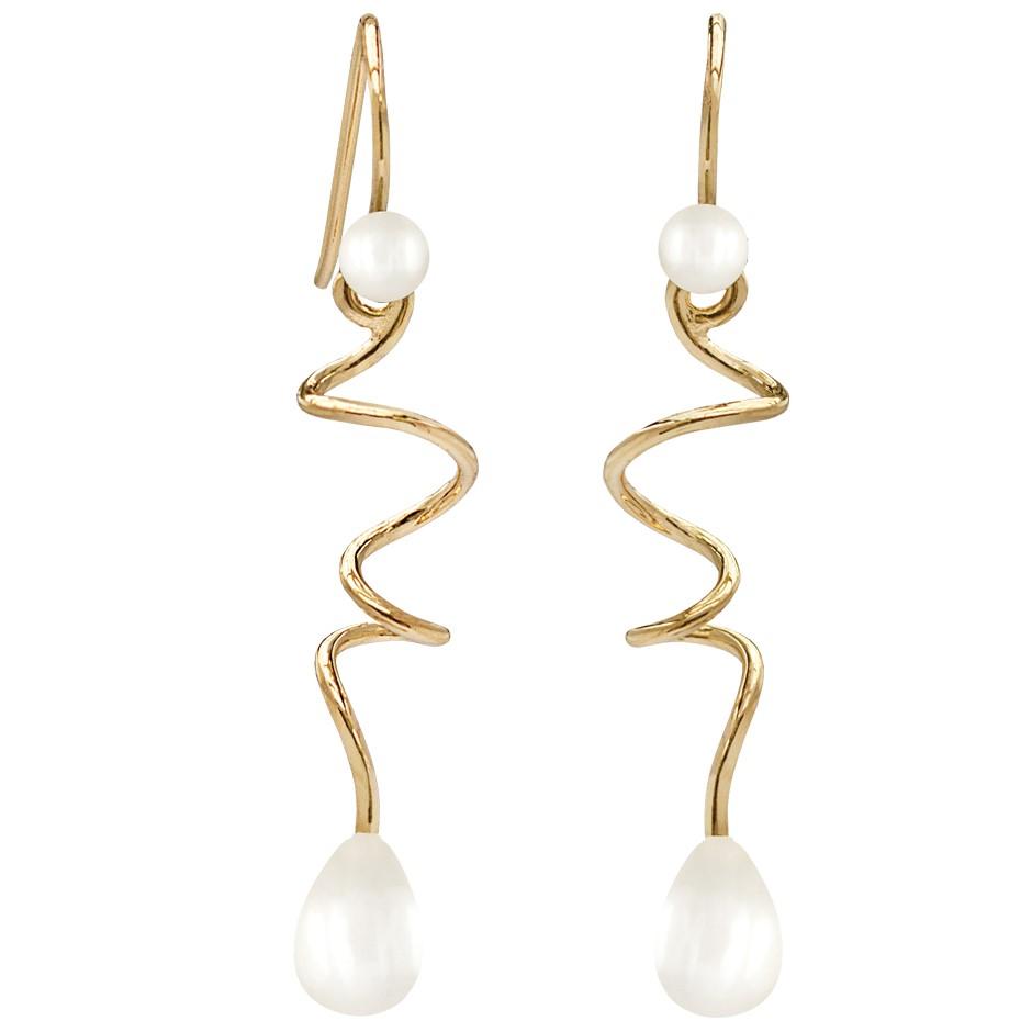 Rabinovich - Øreringe med hvide perler, forgyldt - Soft Line