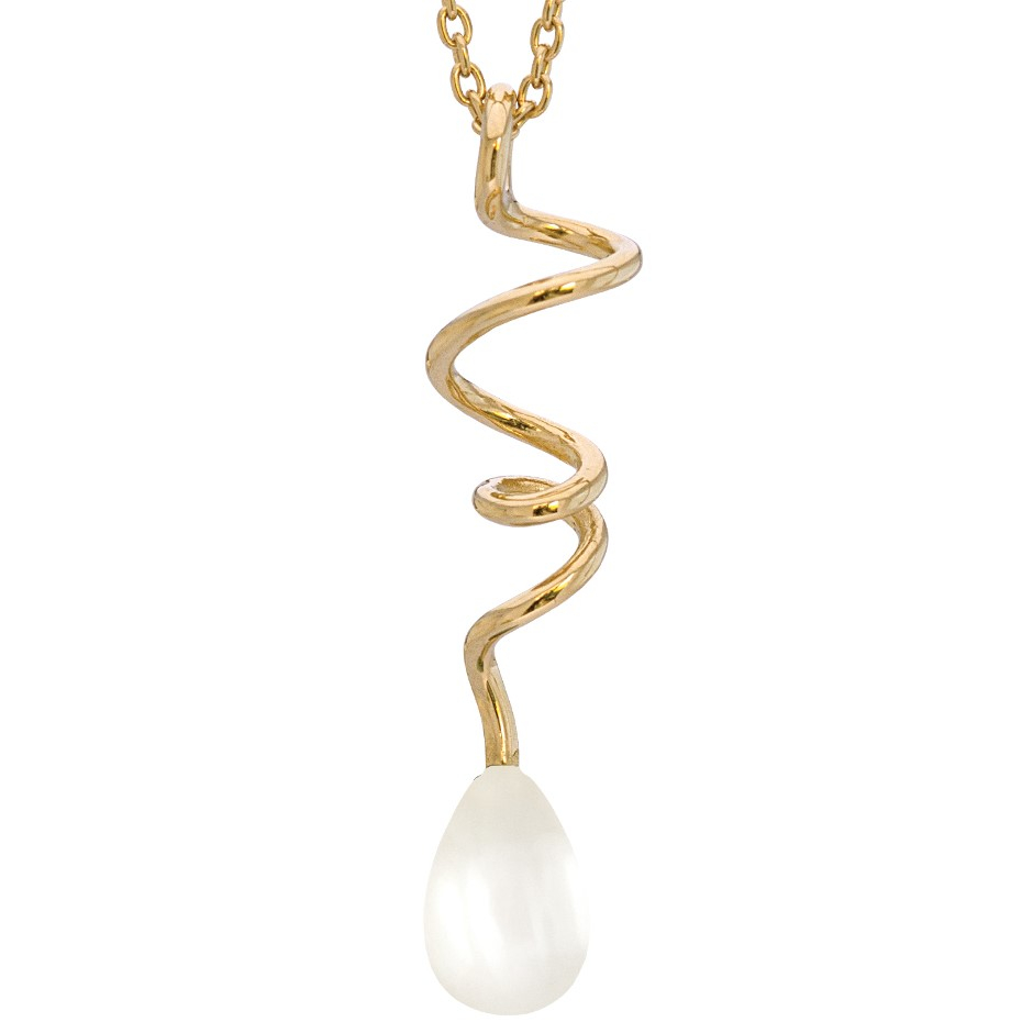 Rabinovich - Halskæde med hvid perle, forgyldt - Soft Line