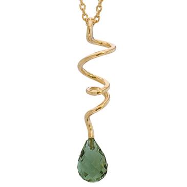 Halskæde med grøn sten forgyldt Rabinovich smykker Soft Line