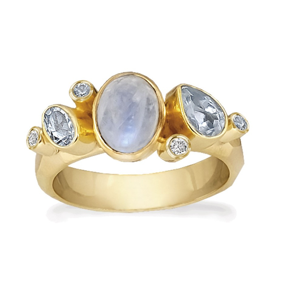 Rabinovich Ring Med Månesten Forgyldt Blue Moon Størrelse 57