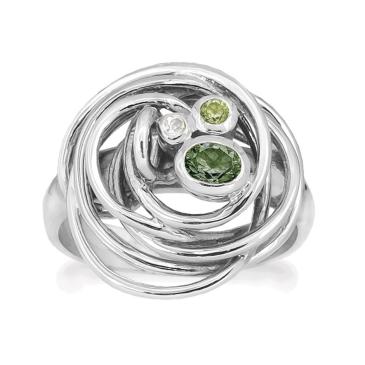 Sølv ring med grøn kvarts peridot og hvid topas Rabinovich Curlicue