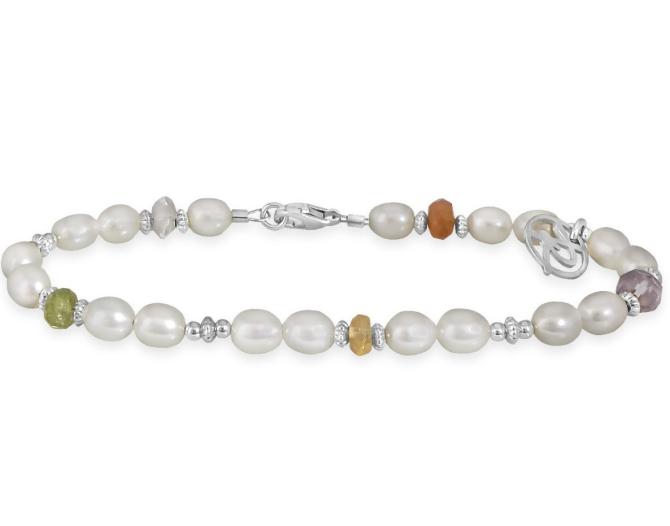 Armbånd med hvide perler, sten og sølv Rabinovich 
