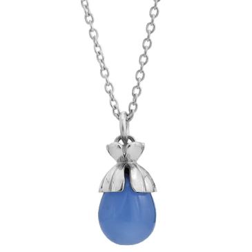 Rabinovich sølv halskæde med blå sten calcedon