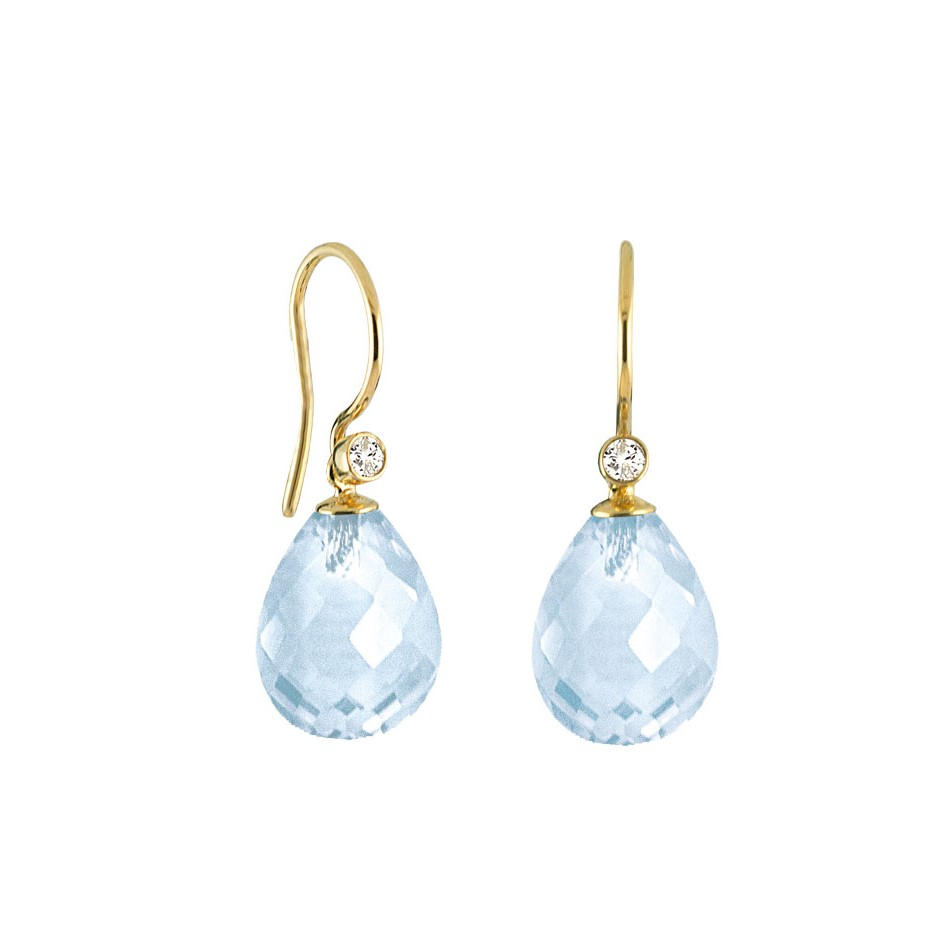 Billede af Rabinovich - Guld øreringe med blå topas og diamant - Contessa