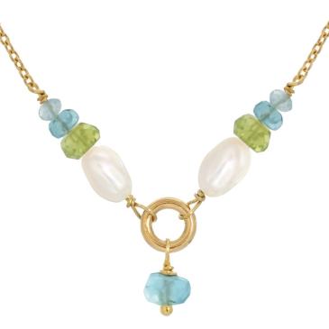 Forgyldt halskæde perler, peridot, apatit, aquamarin Rabinovich smykker