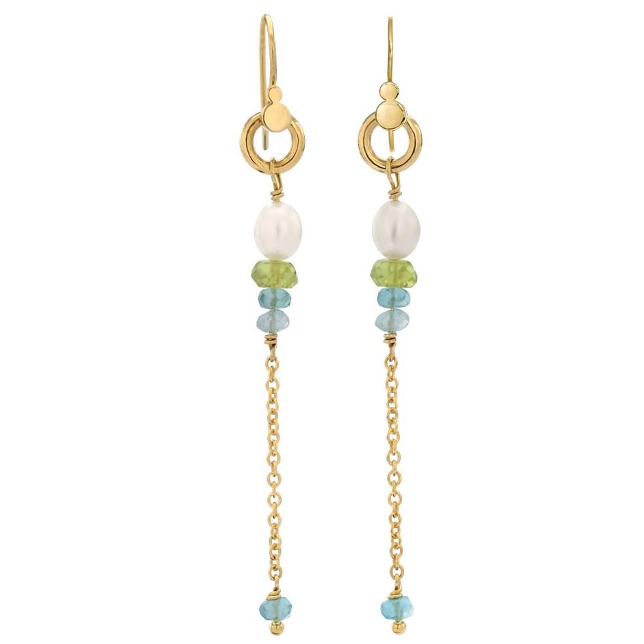 Rabinovich - Forgyldt øreringe med sten og perler - Cordelia