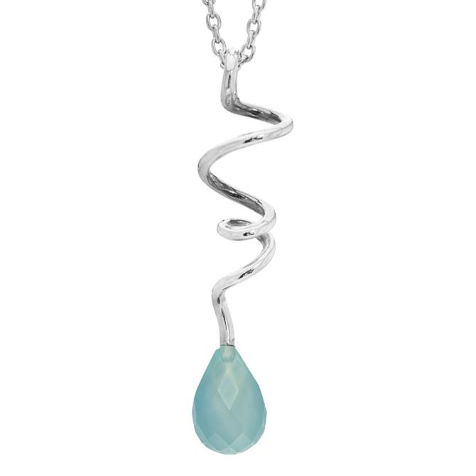Sølv halskæde med sten calcedon Rabinovich smykker Soft Line