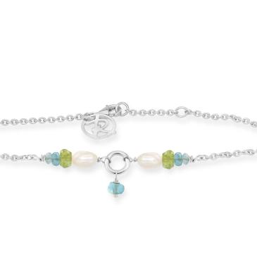 Sølvarmbånd hvide perler, peridot, apatit, aquamarin Rabinovich Smykker 