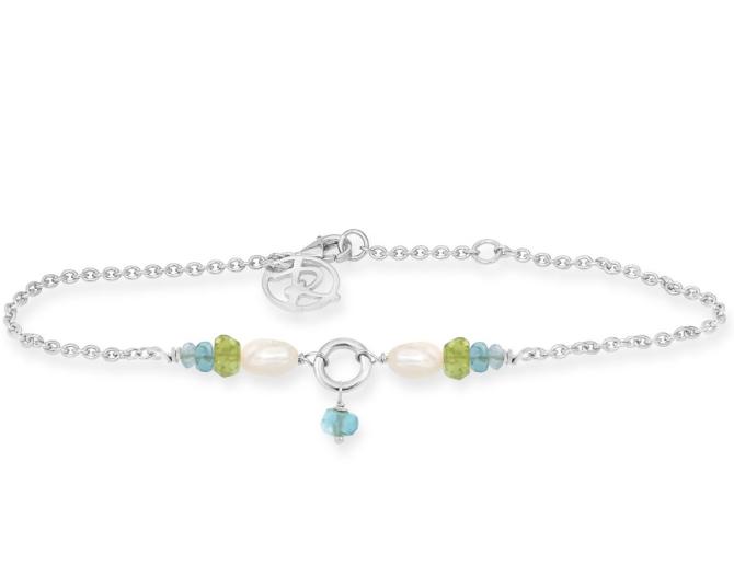 Sølvarmbånd hvide perler, peridot, apatit, aquamarin Rabinovich Smykker 