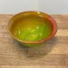 Grøn og orange keramik skål ca. Ø17/8 cm høj håndlavet