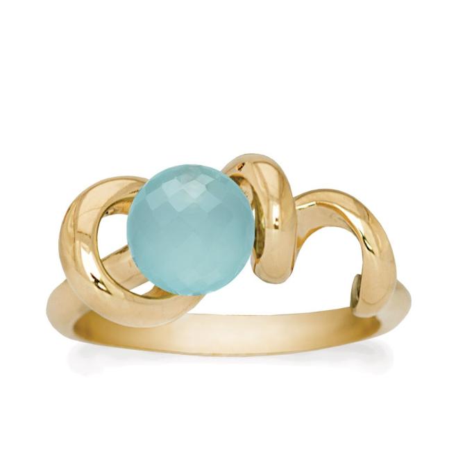 Forgyldt ring med blå sten calcedon Rabinovich smykker Soft Line
