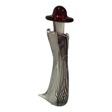 Glas dame med rød hat 20 cm