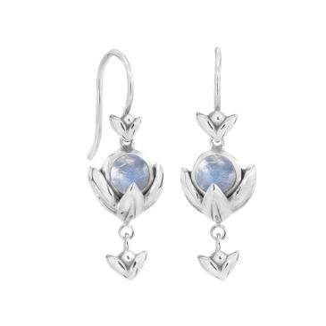 Sølv øreringe med rainbow månesten Water Lily Rabinovich smykker