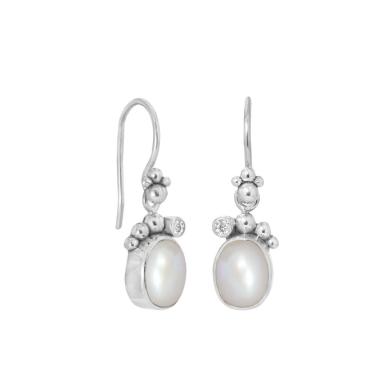 Sølv øreringe med hvid perle Rabinovich smykker Pleasant Pearl