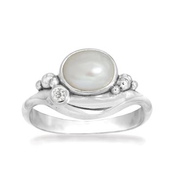 Sølv ring med hvid perle Rabinovich smykker Pleasant Pearl