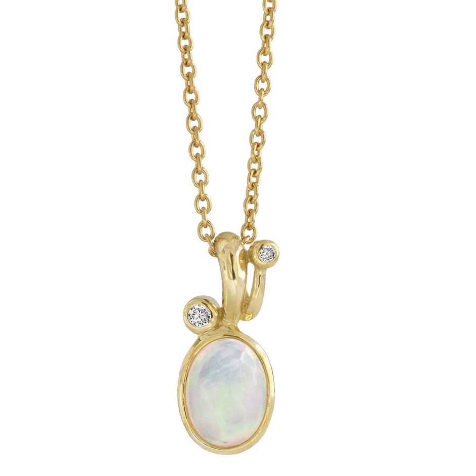 Rabinovich Guld Vedhæng Opal Diamant Elegant Opal
