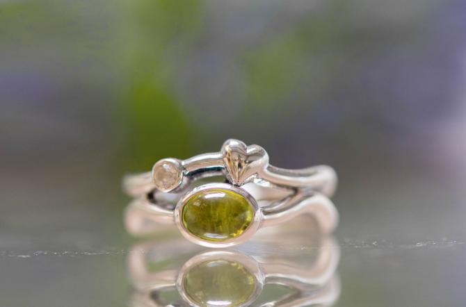 Rabinovich sølv ring med peridot Rainforest Dew