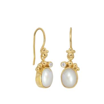 Forgyldte øreringe med hvid perle Rabinovich smykker