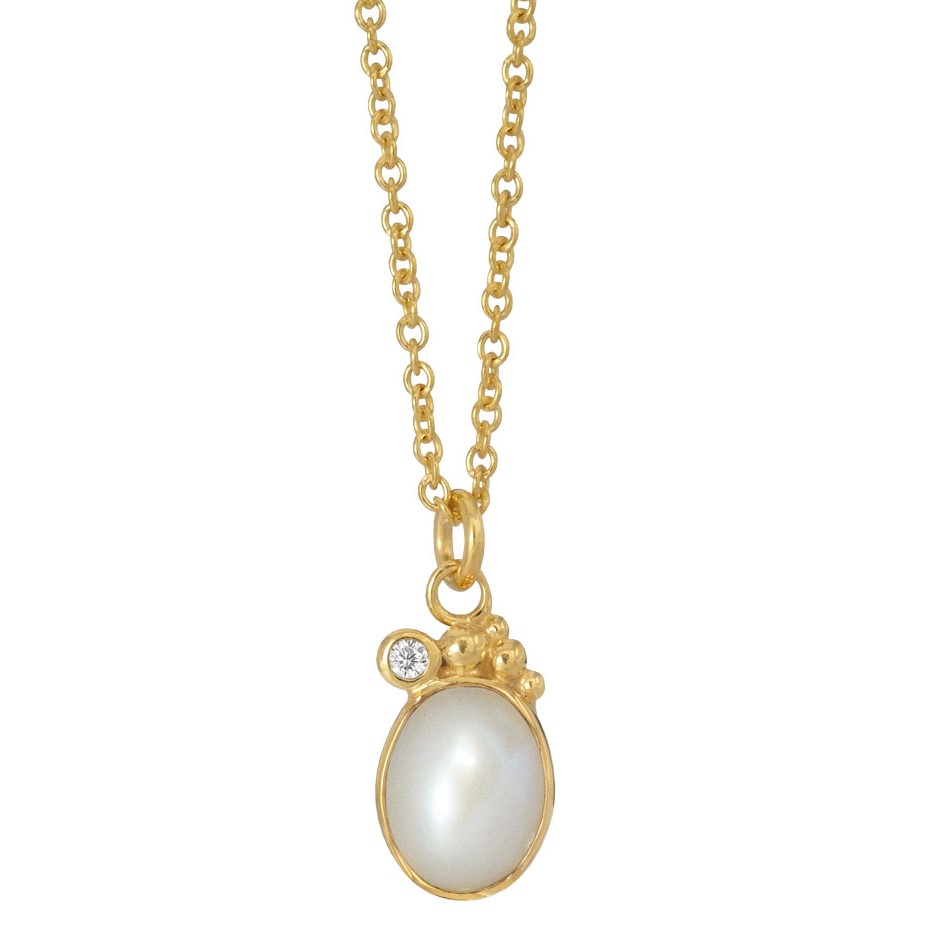 Billede af Rabinovich - Forgyldt halskæde med hvid perle - Pleasant Pearl