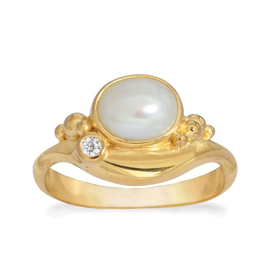 Rabinovich Forgyldt Ring Med Hvid Perle Pleasant Pearl Størrelse