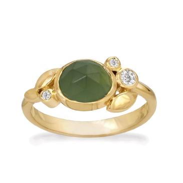 Forgyldt ring med grøn serpentin Rabinovich smykker