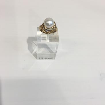 Tilbud ring forgyldt hvid perle str. 57 Rabinovich smykker