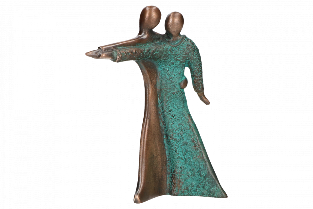 Billede af Dansende par ægte bronze skulptur figur, højde 14 cm. Flot gave, hurtig levering. hos De 9 Muser
