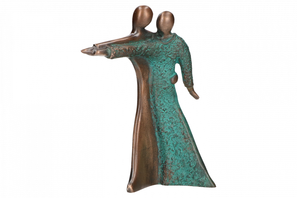 Billede af Dansende par ægte bronze skulptur figur, højde 14 cm. Flot gave, hurtig levering.