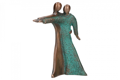 Billede af Dansende par ægte bronze skulptur figur, højde 14 cm. Flot gave, hurtig levering.