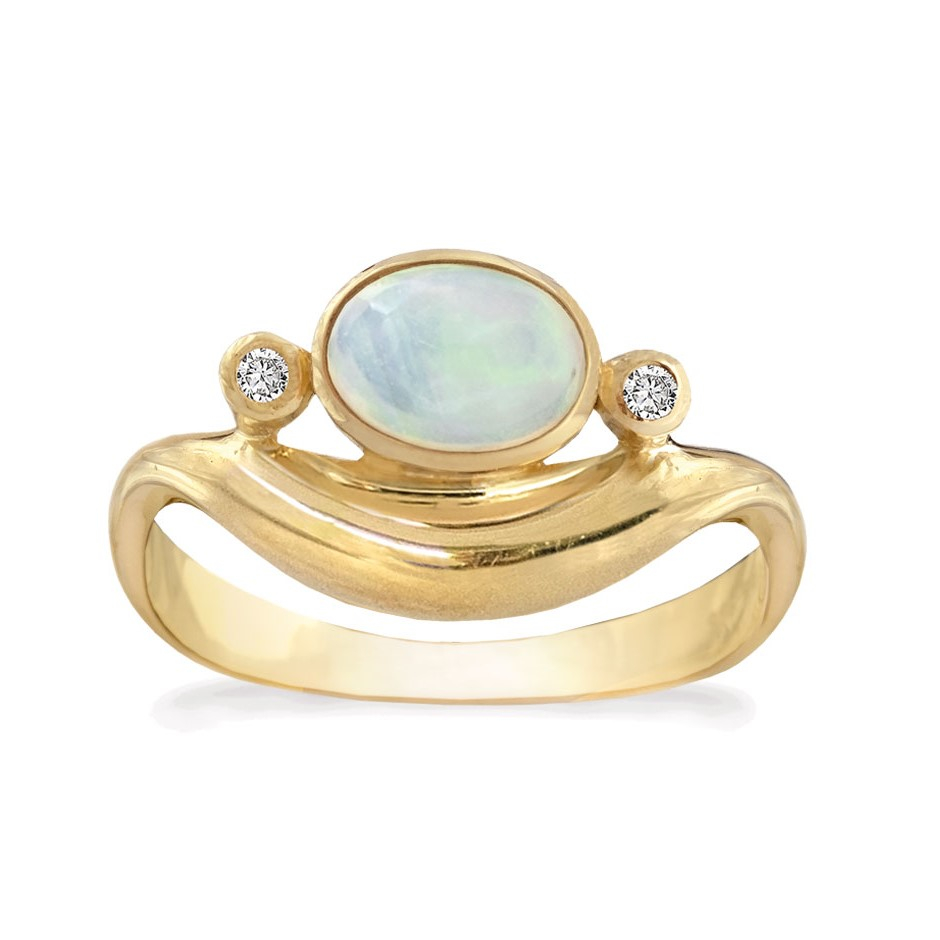 Se Rabinovich - Guldring opal diamant - Elegant Opal - størrelse 61 hos De 9 Muser