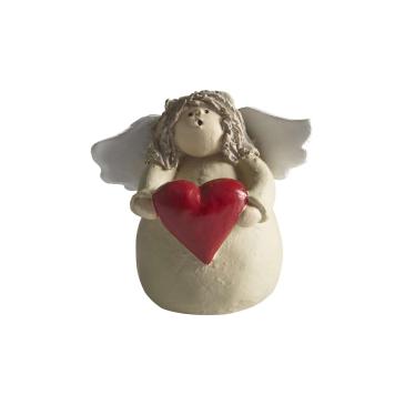 Lille engel holder rødt hjerte, højde 6 cm Nääsgränsgården