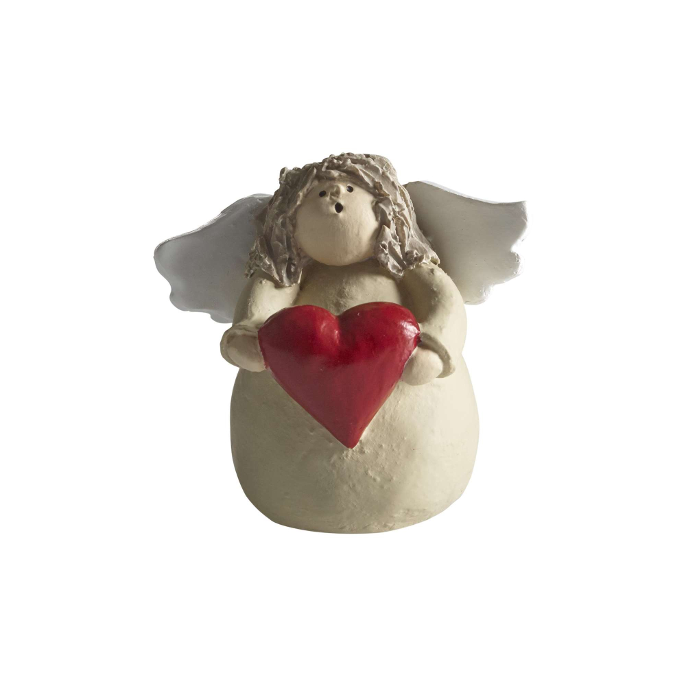 Billede af Lille engel med rød hjerte, 6 cm - Stor hjerte