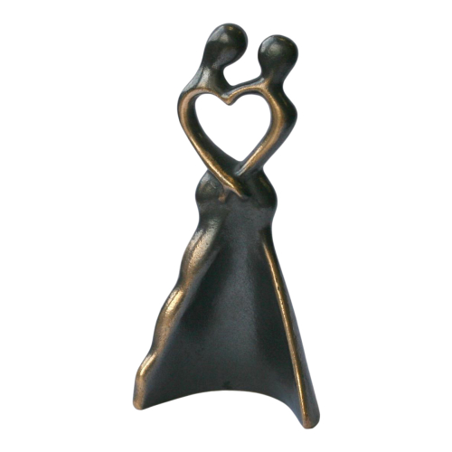 Billede af Hjerte skulptur med par i ægte bronze, højde 14 cm. Fantastisk bryllupsgave og når kærlighed skal fejres.