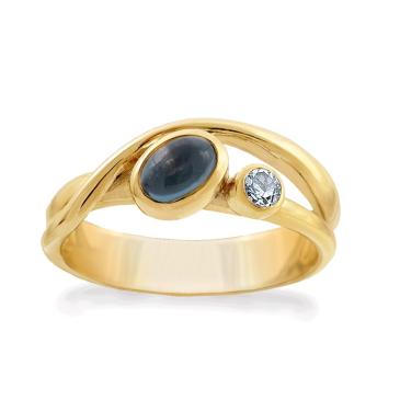 Forgyldt ring med blå sten topas Rabinovich design smykker Silver Lining
