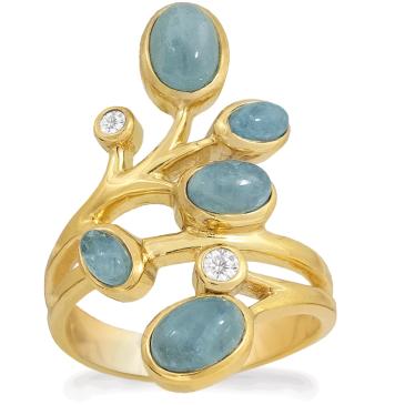 Forgyldt ring med aquamarin Azule design smykker Rabinovich