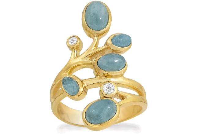 Forgyldt ring med aquamarin Azule design smykker Rabinovich