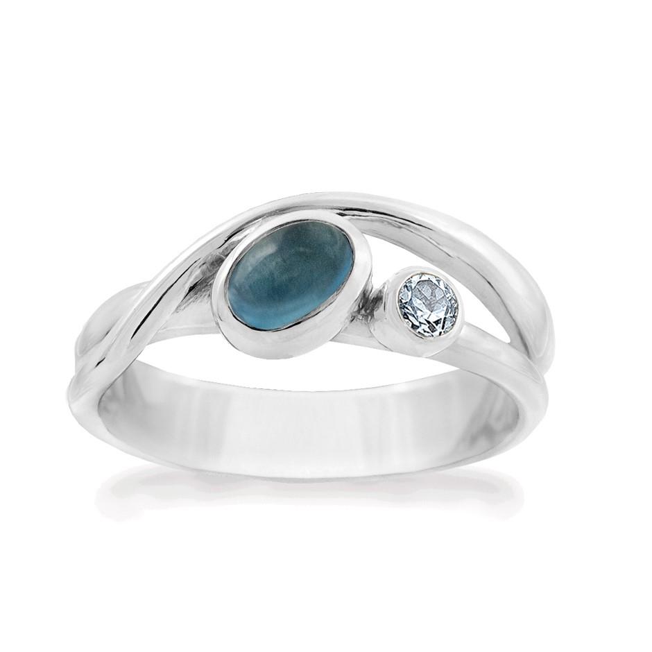 Rabinovich - Sølv ring med blå topas - Silver Lining - størrelse 59