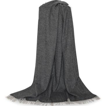 Grå plaid alpaca, uld ,fibre upcycled Læsø Uldstue