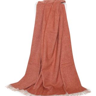 Plaid mørk orange alpaca, uld, fibre upcycled Læsø Uldstue