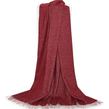 Plaid maroon upcycled alpaca, uld, fibre Læsø Uldstue