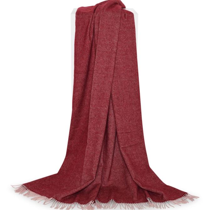 Plaid maroon upcycled alpaca, uld, fibre Læsø Uldstue