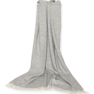 Uldplaid grå stribet, stor 140x240 cm Læsø Uldstue