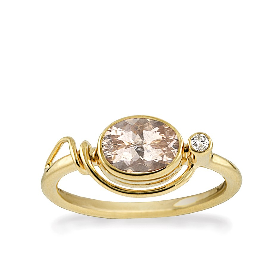 Tilbud Guldring Str Med ædelsten Morganite Hvid Topas