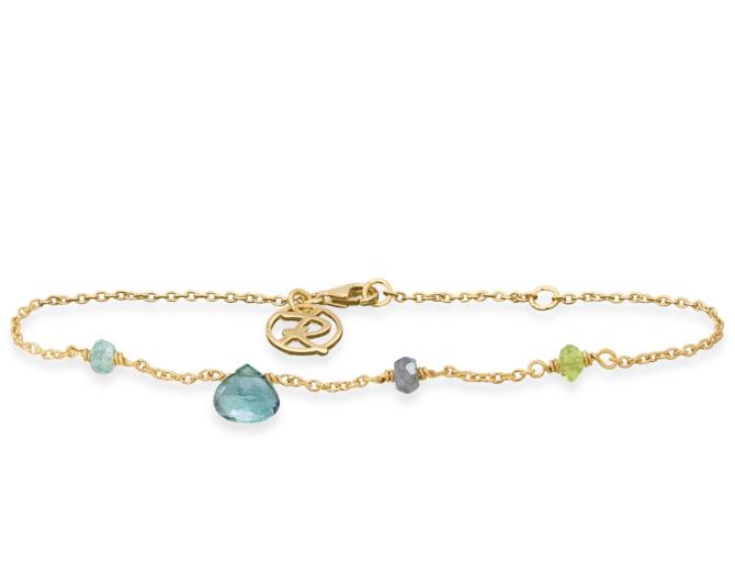Forgyldt armbånd med grøn kvarts, grøn turmalin, flourit, peridot Rabinovich Drops 