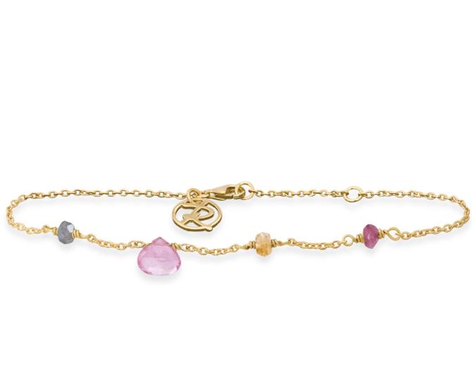 Armbånd kvinde forgyldt Pink turmalin, grøn turmalin, pink topas, citrin Rabinovich